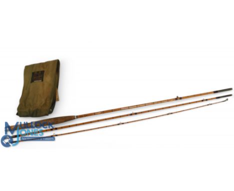 A fine Hardy Alnwick "CC de France" Palakona split cane trout fly rod No H22593, 8ft 3pc alloy sliding reel fitting and colla