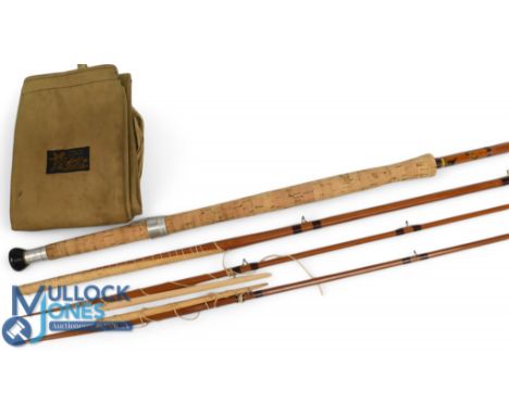 Sharpes Aberdeen impregnated cane spliced salmon fly rod "The Aberdeen" No 5160, 12ft 3pc with spar tip, all protectors and w
