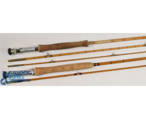 Edgar Sealey "The Mayfly" split cane trout fly rod, 9ft 3pc alloy uplocking reel set, red agate butt/tip rings, MCB. Light us