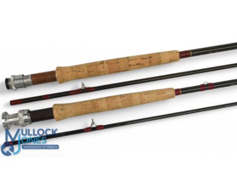 Orrell Broughton carbon trout fly rod 10ft 2pc line 7/8#, uplocking reel seat with wood insert, lined butt ring, cloth bag, l
