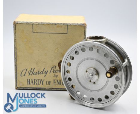 Rare Hardy The St George reel in Spitfire finish, 3 screw latch, rim tension regulator, correct ribbed brass foot, good smoke