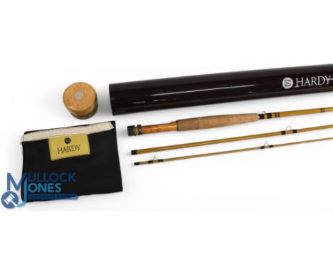 Hardy Alnwick Sirrus Sintrix glass trout fly rod: 8ft 3pc line 5/6# alloy sliding reel fitting and collar with burr wood inse