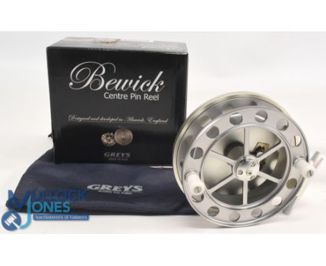Greys Alnwick "The Berwick" alloy centre pin reel, 4" ventilated spool, 3 screw latch, twin handles, rear on/off check, origi