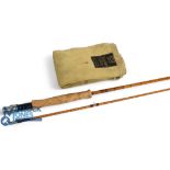 Hardy Alnwick "The Perfection" 9ft 6" Palakona split cane trout fly rod No E55.990, alloy