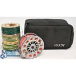 Hardy Bros "The Demon" 9000 alloy salmon cassette fly reel, complete with 3 spare cassettes, 4" wide