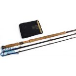 Hardy Alnwick Graphite Deluxe salmon fly rod: 15ft 4" 3pc line 10#, 26" handle, alloy uplocking reel