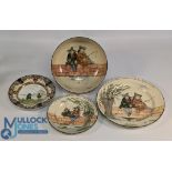 Royal Doulton The Gallant Fishers - a large bowl 23cm, large plate 27cm, a small plate 19.cm -