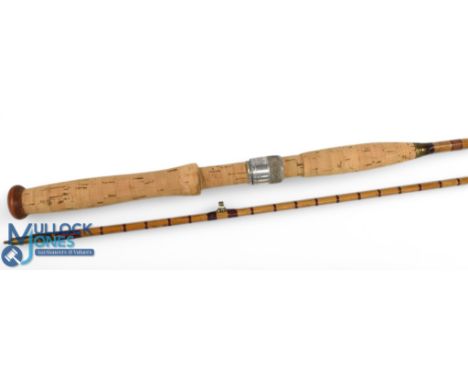 Hardy Alnwick "The Victor" No 1 steel centred Palakona split cane spinning rod No 22401 E, 8ft 6" 2pc, 15" handle, alloy slid
