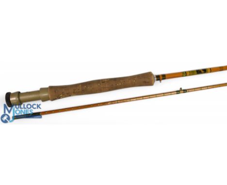 Allcocks Colonel split cane trout fly rod 9ft 2pc alloy screw button reel seat and collar, red agate but/tip rings, cloth bag