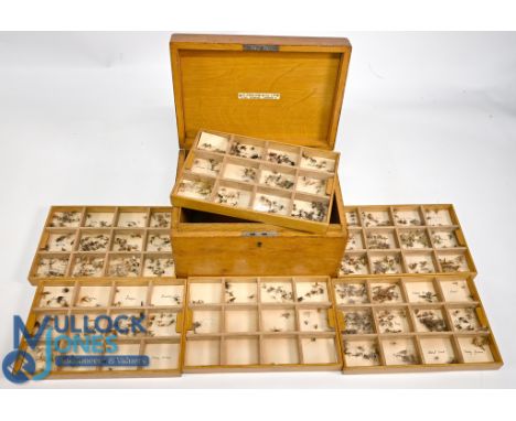 Fine and scarce C Farlow &amp; Co Ltd, Strand, London Dry Fly Trout Reservoir - with six lift out trays each with twelve sect