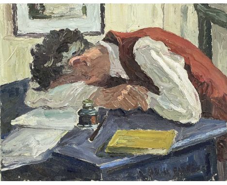 Garlick BARNES (1891-1987)Man Asleep at his DeskOil on canvas Signed41 x 51cmGarlick Barnes 1891-1987Garlick Barnes moved to 