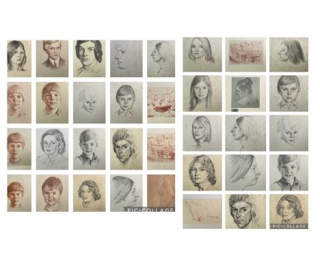 Alec WILES (1924)A collection of his charming characteristic portrait heads.PencilTogether with a few nude study prints 
