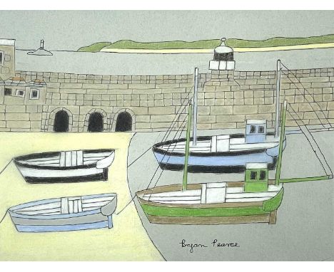 Bryan PEARCE (1929-2006)Four Boats - St Ives Harbour Pastel Signed 24 x 32cmA gift to the vendor from Bryan's motherCondition