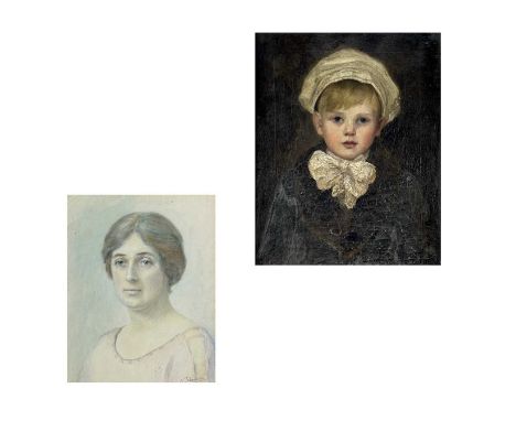 Victorian SchoolPortrait of a BoyOil on canvas50x40cmTogether with a watercolour portrait by N. Johnson 29x24cm 