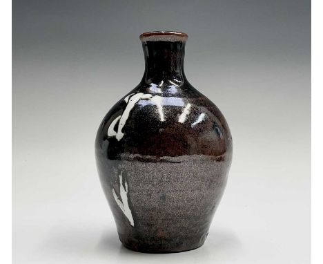 Trevor CORSER (1938-2015)A tenmoku glazed saki bottleImpressed personal and Leach Pottery, St Ives makers marks to baseHeight