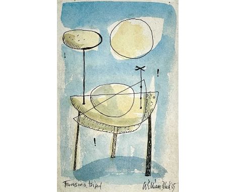 William BLACK (20th Century British)Forms on a Tripod Gouache and ink Signed, inscribed and dated '6519.5 x 12.5cm