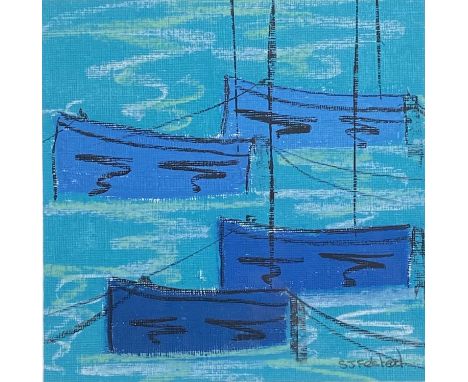 Stephen FELSTEAD (1957)Blue Boats, MouseholePastelSignedFurther signed, inscribed and dated 2020 to verso15 x 15cm