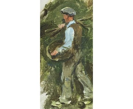 Stanhope Alexander FORBES (1857-1947)Tom Spargo, the gardenerOil sketch 23 x 12cmCondition report: This oil has not been exam