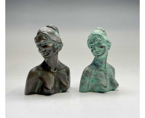 Alec WILES (1924)Female Portrait Two bronzed resin sculptures Each signed Each height 15.5cm
