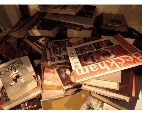 Shelf of mixed books including autobiographies 