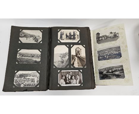 Album of over 350 postcards dating from the early to mid 20th century, mainly black and white and colour landscape and archit