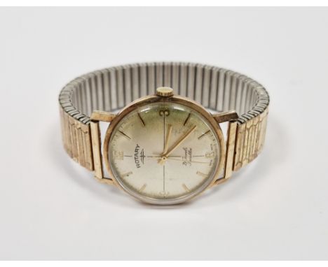 Rotary 21 jewel Incabloc 9ct gold cased gentleman's wristwatch, the dial with baton and quarterly Arabic hour markers, 9ct go