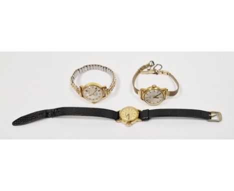 Longines Flagship lady's wristwatch, gilt dial with baton hour markers, together with a Rotary and Helvetia&nbsp;
