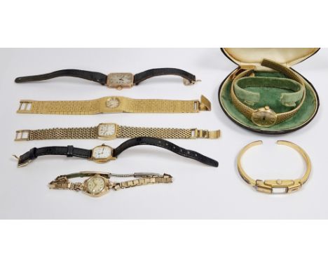 Vintage 9ct gold cased lady's Rotary wristwatch, the dial with Arabic numerals denoting hours, on later strap, together with 
