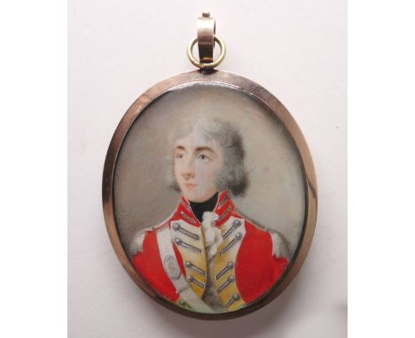 18th century oval miniature portrait on ivory of Captain William Cambridge, an officer in the Ayrshire Fencibles (1794-1800) 