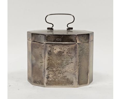 George V Silver Tea Caddy by William Neale &amp; Sons Ltd, Birmingham 1912,&nbsp; with plain decagonal body, the hinged lid w