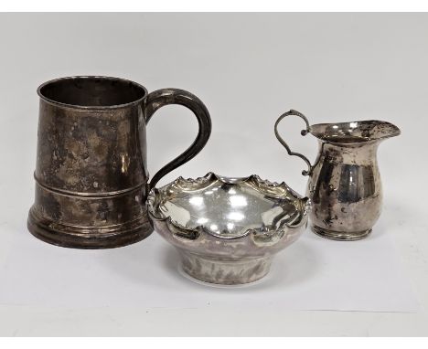George V Silver Tankard with glass bottom, William Hutton &amp; Sons Ltd, Birmingham 1931, 11.5cm high, 12.4ozt, together wit