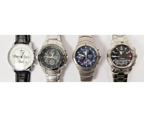 Seiko chronograph quartz 100m wristwatch, together with a Tissot Touch, Seiko chronograph quartz Titanium and a Zeppelin wris