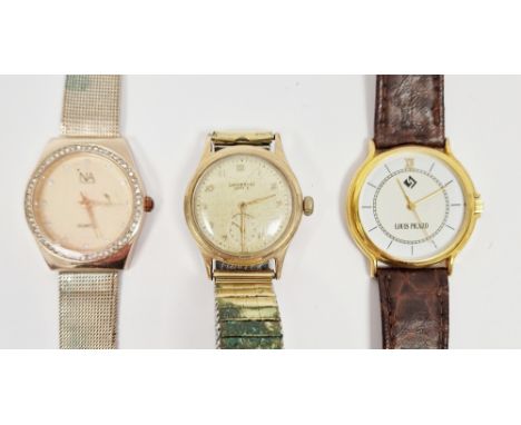 Vintage 9ct gold cased Universal Geneve wristwatch, the dial having gilt Arabic hour markers, seconds subsidiary dial at the 