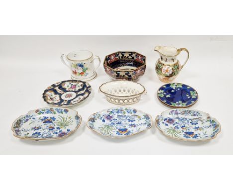 Collection of 18th, 19th and early 20th century ceramics including first period Worcester plate decorated with floral vignett