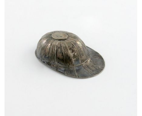 A George III silver jockey cap caddy spoon. marked with a lion passant and duty mark only, with alternate bands of fluted dec