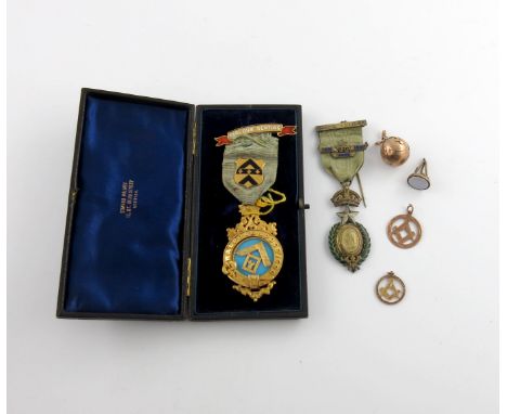 Masonic, Prince of Wales Lodge, 1887, jewel; Walpole Lodge, 1893, gilt and enamel jewel; Masonic ball pendant and fobs and se