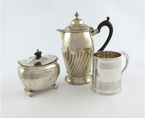A mixed lot of silver items, various makers and dates, comprising: a George III mug, by George Knight, London 1819, tapering 