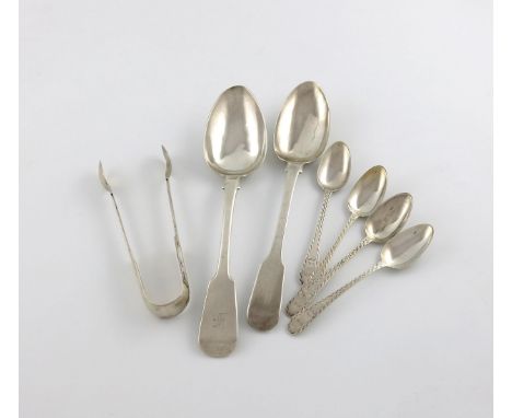 A mixed lot of silver flatware, comprising: a Chinese export Fiddle pattern tablespoon, by Khecheong, a Scottish provincial t