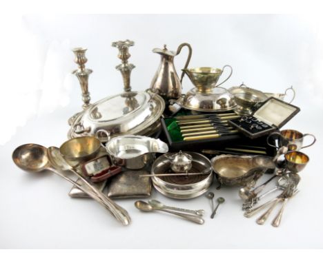 λ A mixed lot of silver and electroplated items, various dates and makers, comprising silver items: a modern coaster, makers 