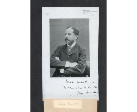 Lord George Hamilton MP Signed Small Signature Piece. Hamilton was a British Conservative Party politician of the late 19th a