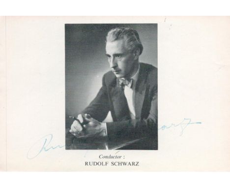 Rudolf Schwarz signature of the orchestra conductor who survived Auschwitz. Signed on a Paper Cutting showing a small black a