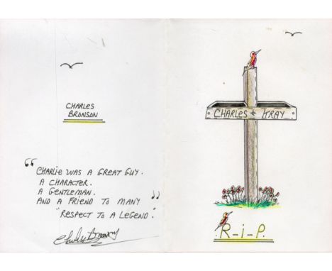 Charles Bronson Signed Homemade Condolences Card For a Kray Gang member with Poem. Rare Item. Only One of these Worldwide. Go