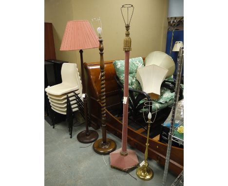 Three standard lamps; and a table lamp.