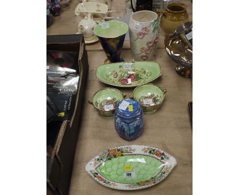 A Ringtons tea caddy; and a collection of six pieces of Maling ware.