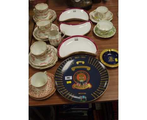 A Victorian Court China part tea service; together with a King's Royal Hussars 1922-1992 collectors' plate; etc.