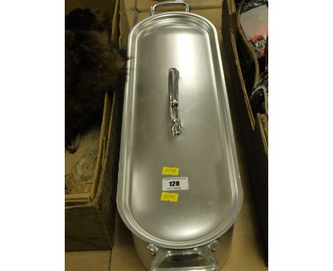 An aluminium fish kettle.