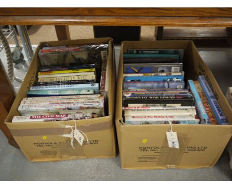 Two boxes of military books, including: Fighting Men Of The Civil War; History Of The British Army; Russia At War 1941-45 etc