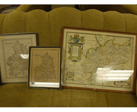 An antique map of Northumberland by John Carey 1793; an antique engraved map of Northumberland by J. & C. Walker after R. Cre