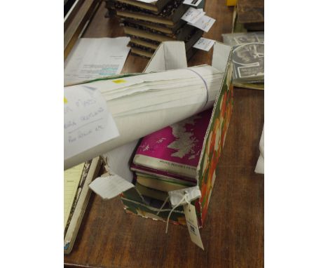 A box of Ordnance Survey and Pathfinder maps.