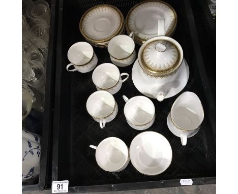 A Paragon Athena tea service, including teapot, sugar bowl, milk jug, cups and saucers, sideplates